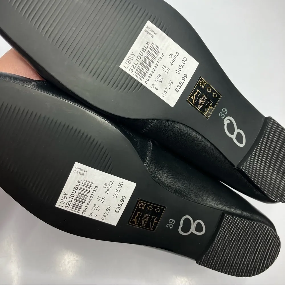 Topshop Libby‎ ruched leather flats in black size 39 - Image 6