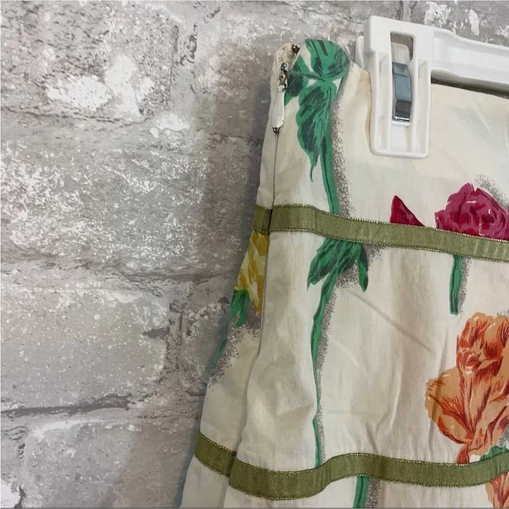 Anthropologie Elevenses White Floral Ribbon Skirt - Image 2