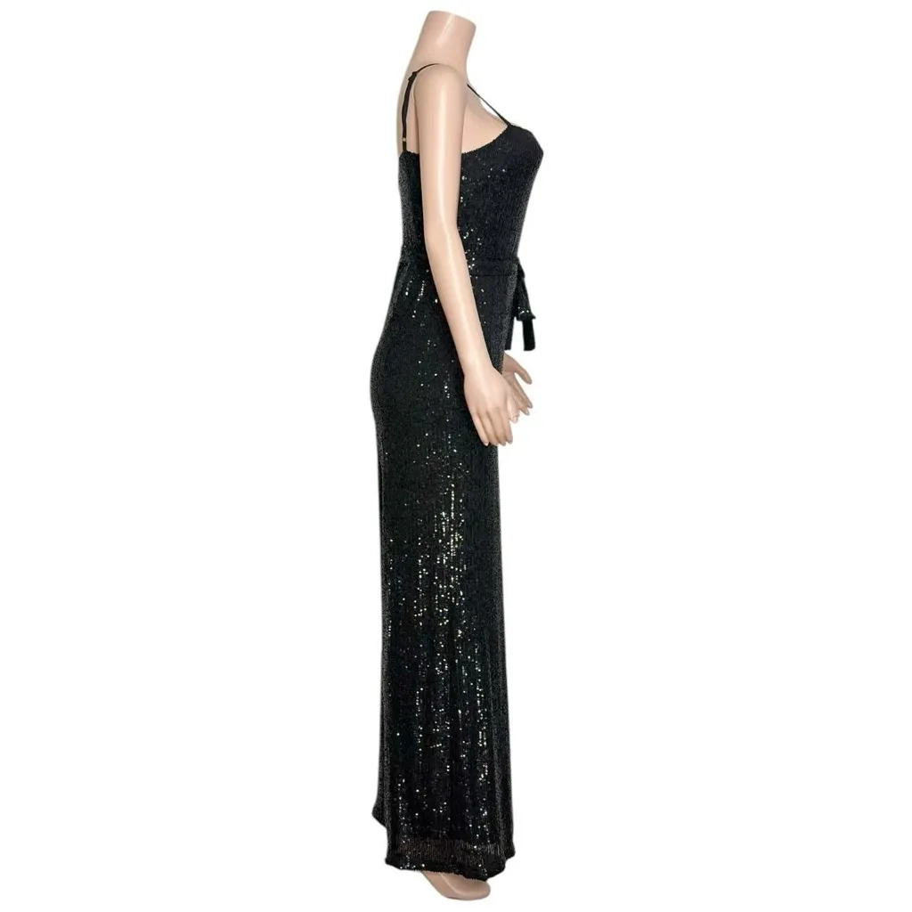 REFORMATION Prince Wide Leg Sequin Jumpsuit, Black, Small - Image 8