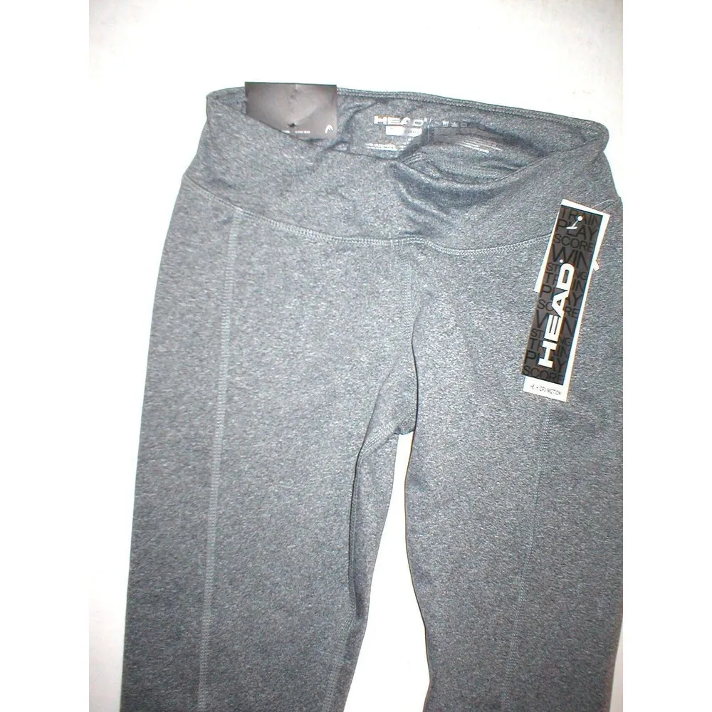 New Head Active Run Womens Gray Orange Striped Pants Leggings XS Yoga Pilates NW - Image 3