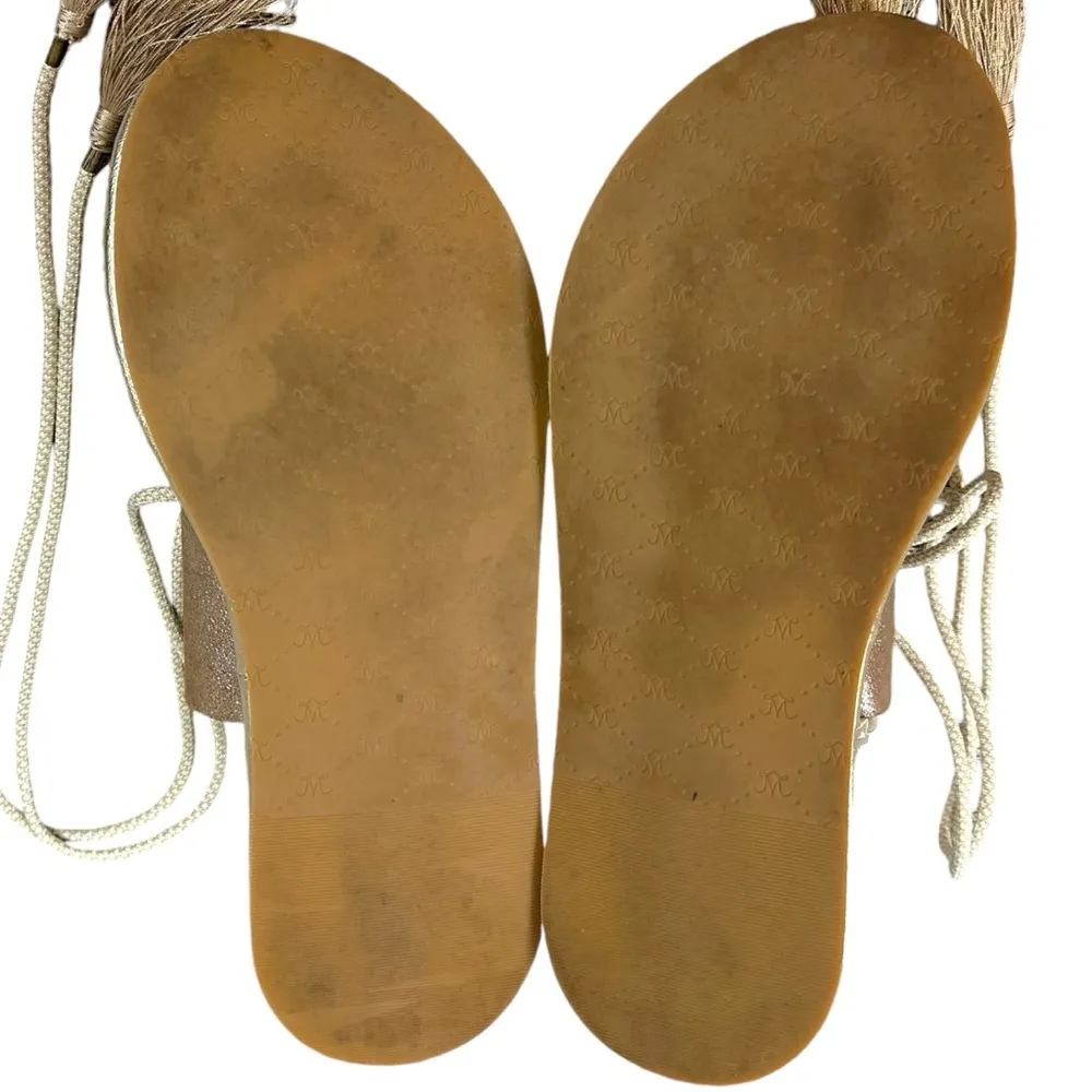 Johnston & Murphy Zoey Ankle Wrap Sandals Taupe Metallic Kid Suede Size 9 Boho - Image 7