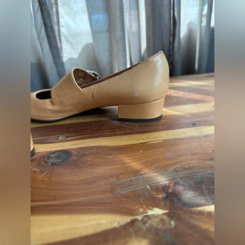 Vintage 1960s 1970s Sro D’Miguel “Roxy” Mod Buckle Mary Janes Shoes Tan Size 7 - Image 14