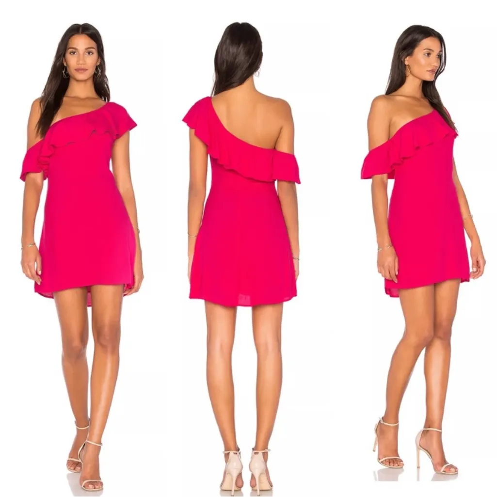 NWT REVOLVE ASTR Marisol One Shoulder Mini Dress in Pink Punch - Sz L 💚🎀 - Image 2