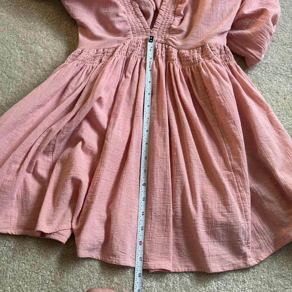 Free People For The Moment Mini Dress Women’s Small Pink Balloon Sleeves Ruched - Image 11