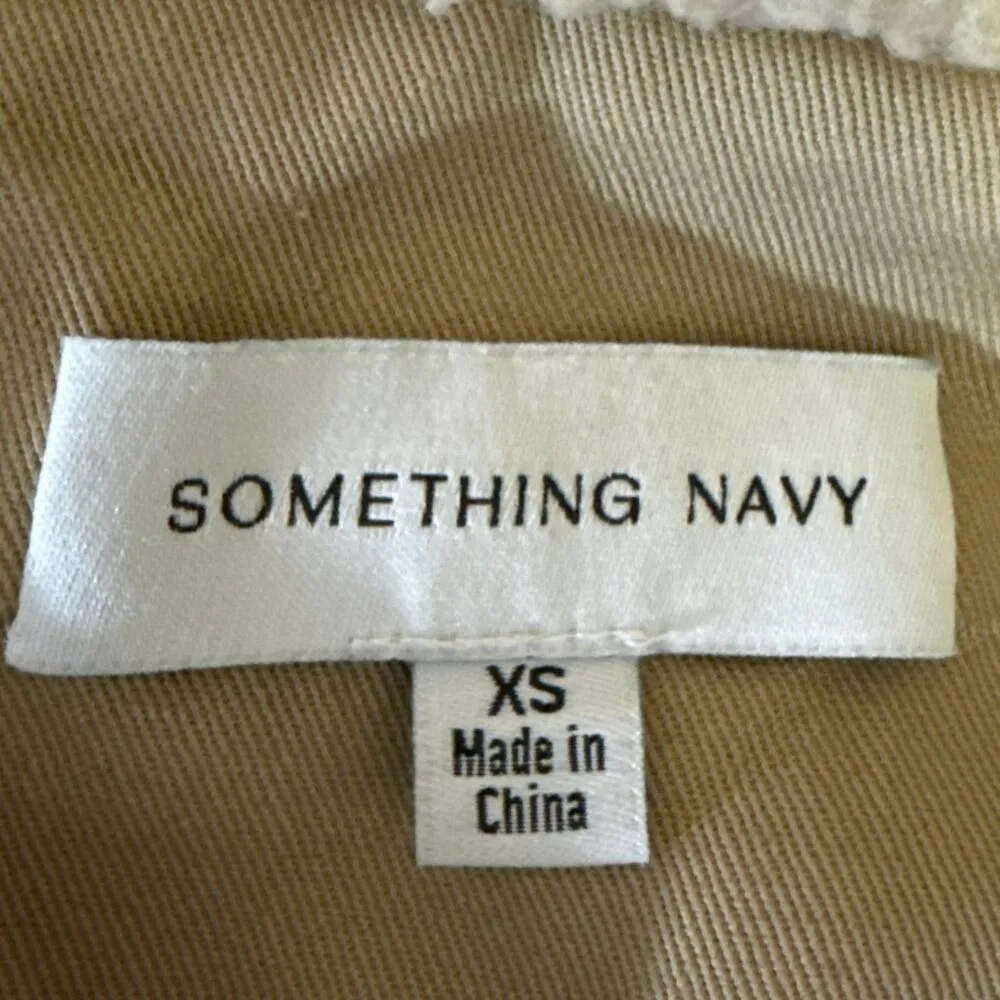 Something Navy Beige Black Teddy Sherpa Fleece 1/2 Zip Pullover Sweater Top XS - Image 4