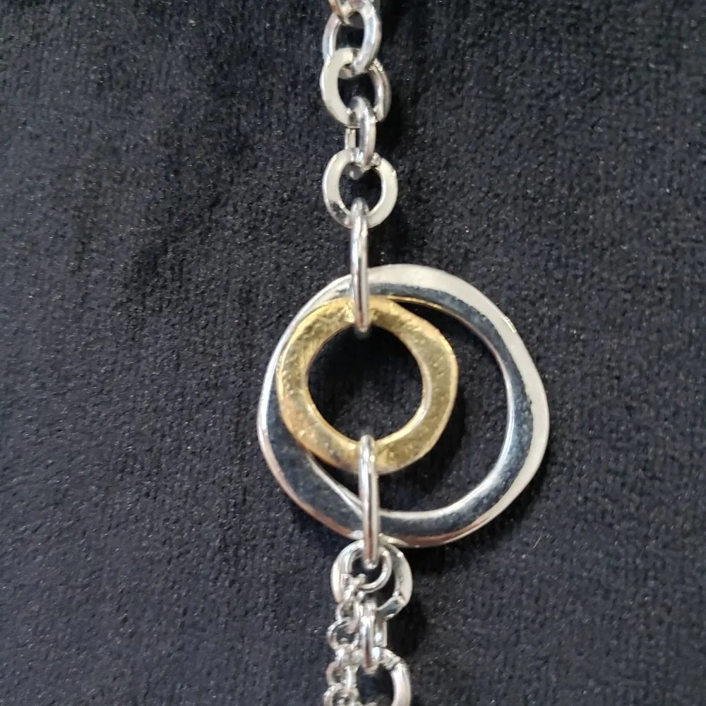 Premier Designs Silver & Gold Tone Open Circle Looped Chain Necklace - Image 6