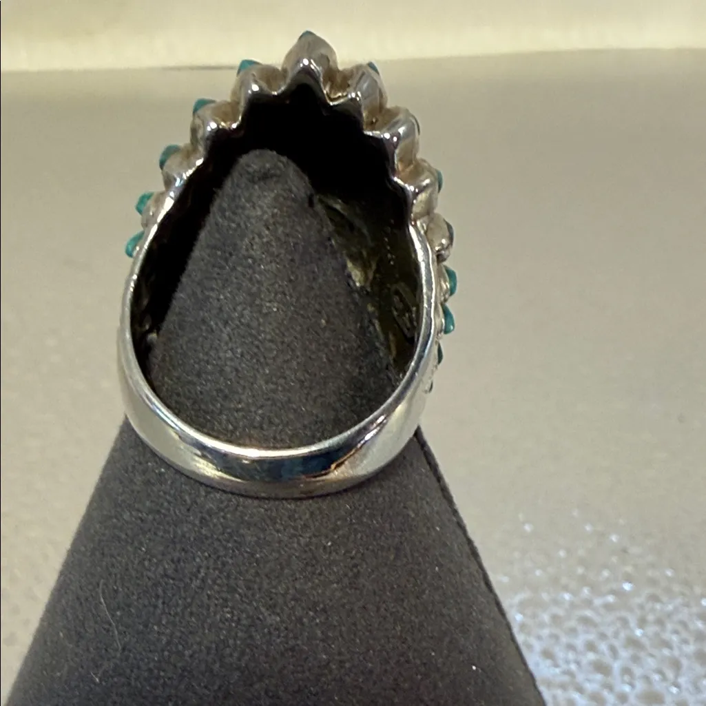 9.25 Sterling Silver and Turquoise Skull Ring - Image 3