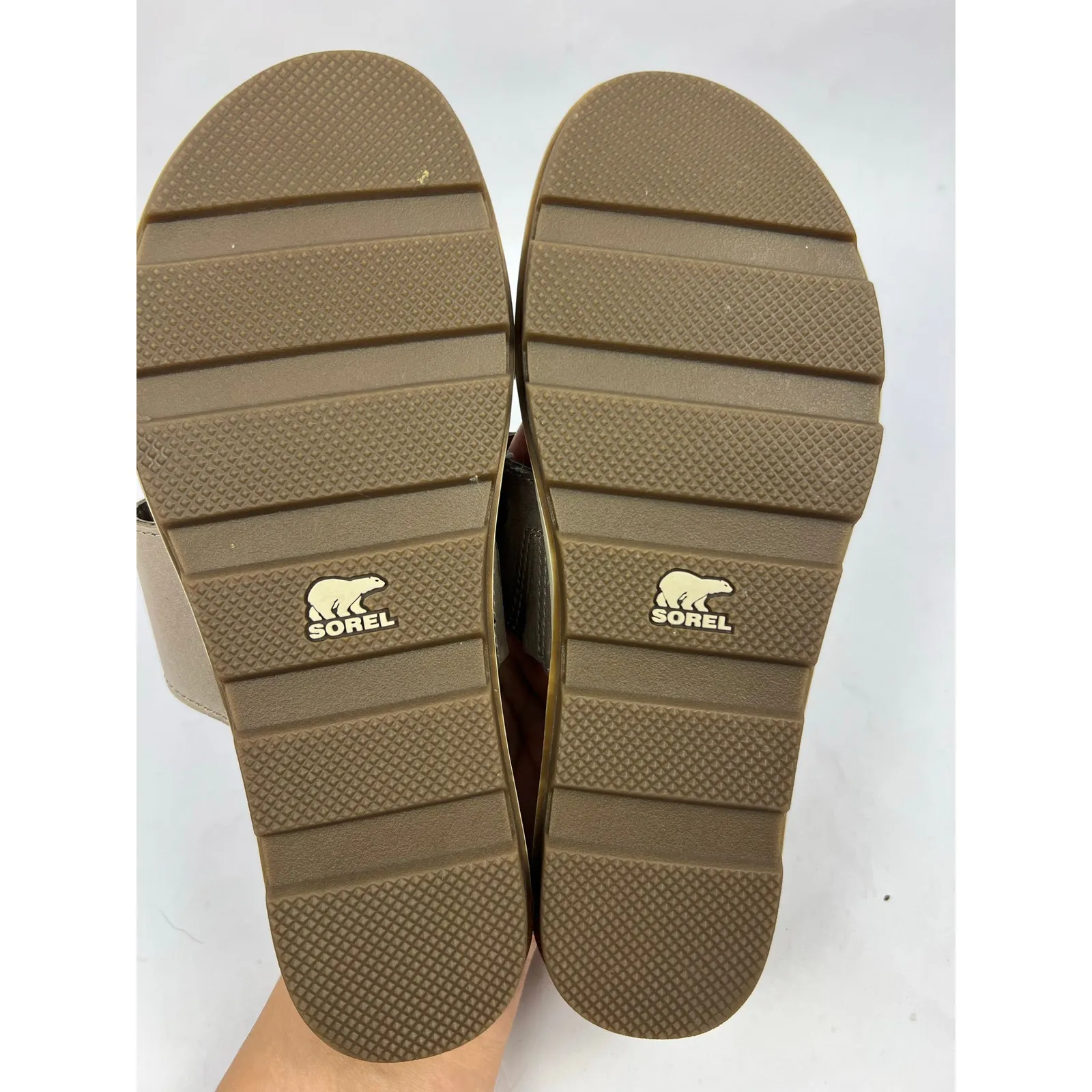 Sorel, NL2937-005 Torpeda Slide Leather Slides, Taupe, Slip-On Comfort Sandals - Image 8