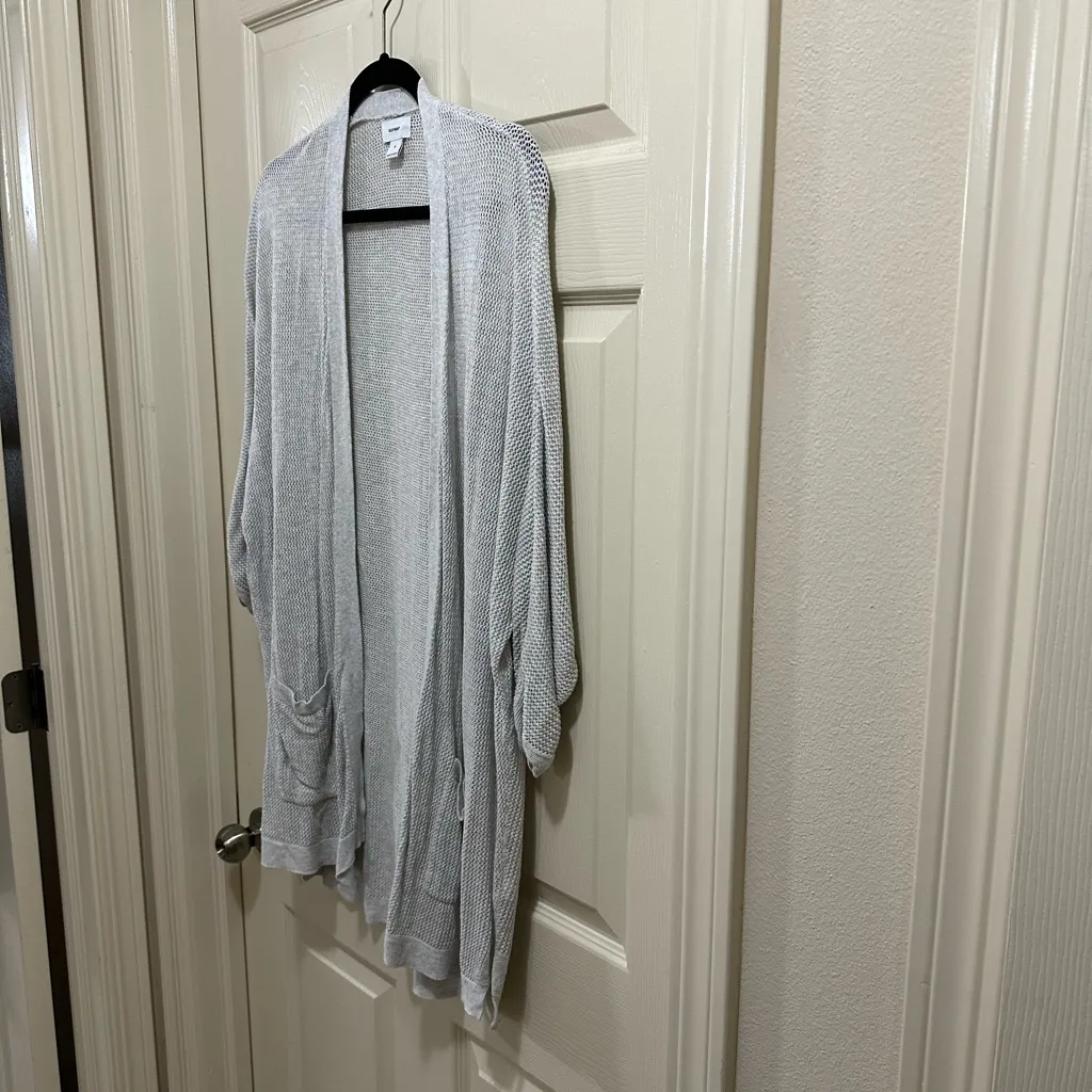 Old Navy dolman sleeve open front short sleeve cardigan light gray size XL - Image 3