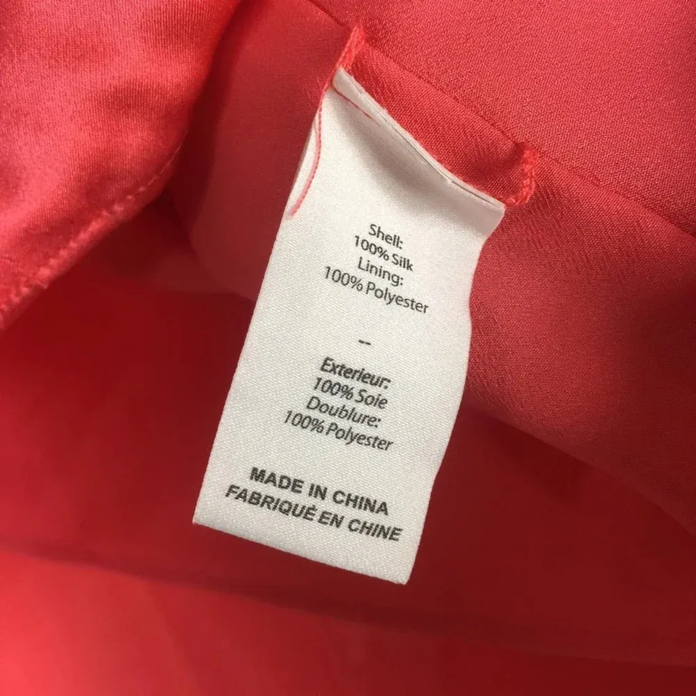 NWT Cinq A Sept Stace Coral Pink One Shoulder 100% Silk Satin Blouse Medium - Image 8