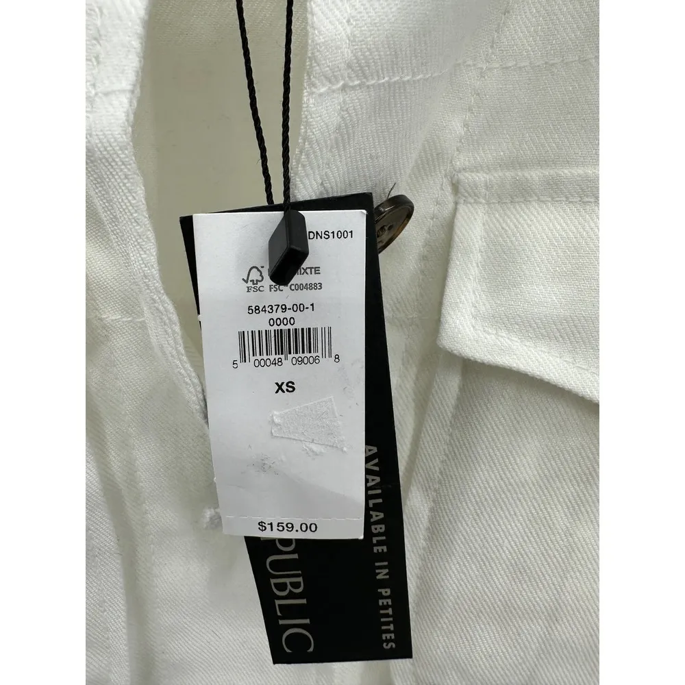 Banana Republic Jacket Women XS White Linen Cotton Blend Collared Long Sleeve - Image 7