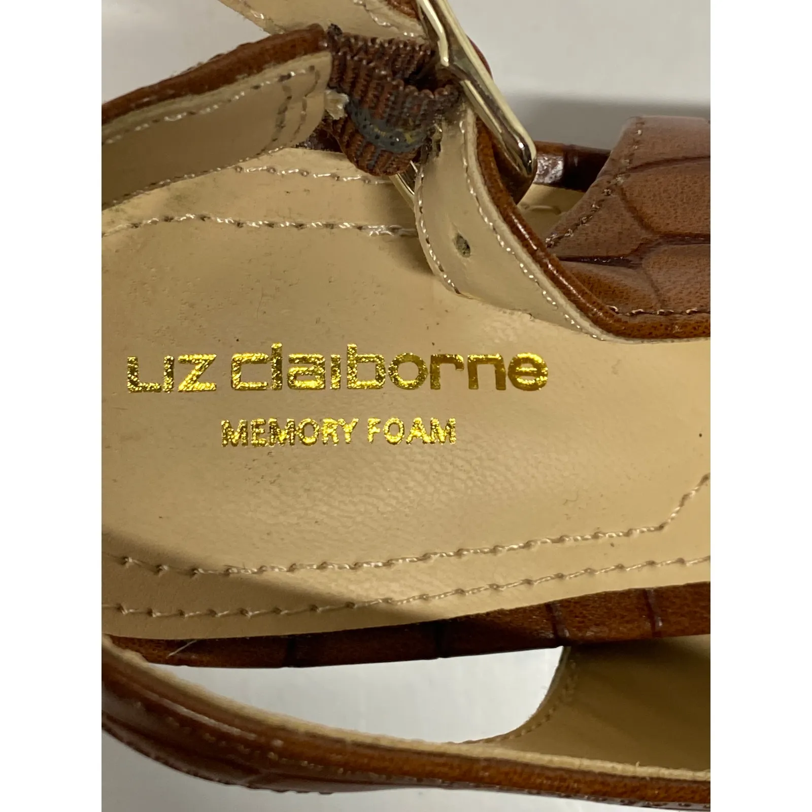 Brand New Liz Claiborne Women's Size 5 Brown Faux Slingback Heels Pumps - Image 10