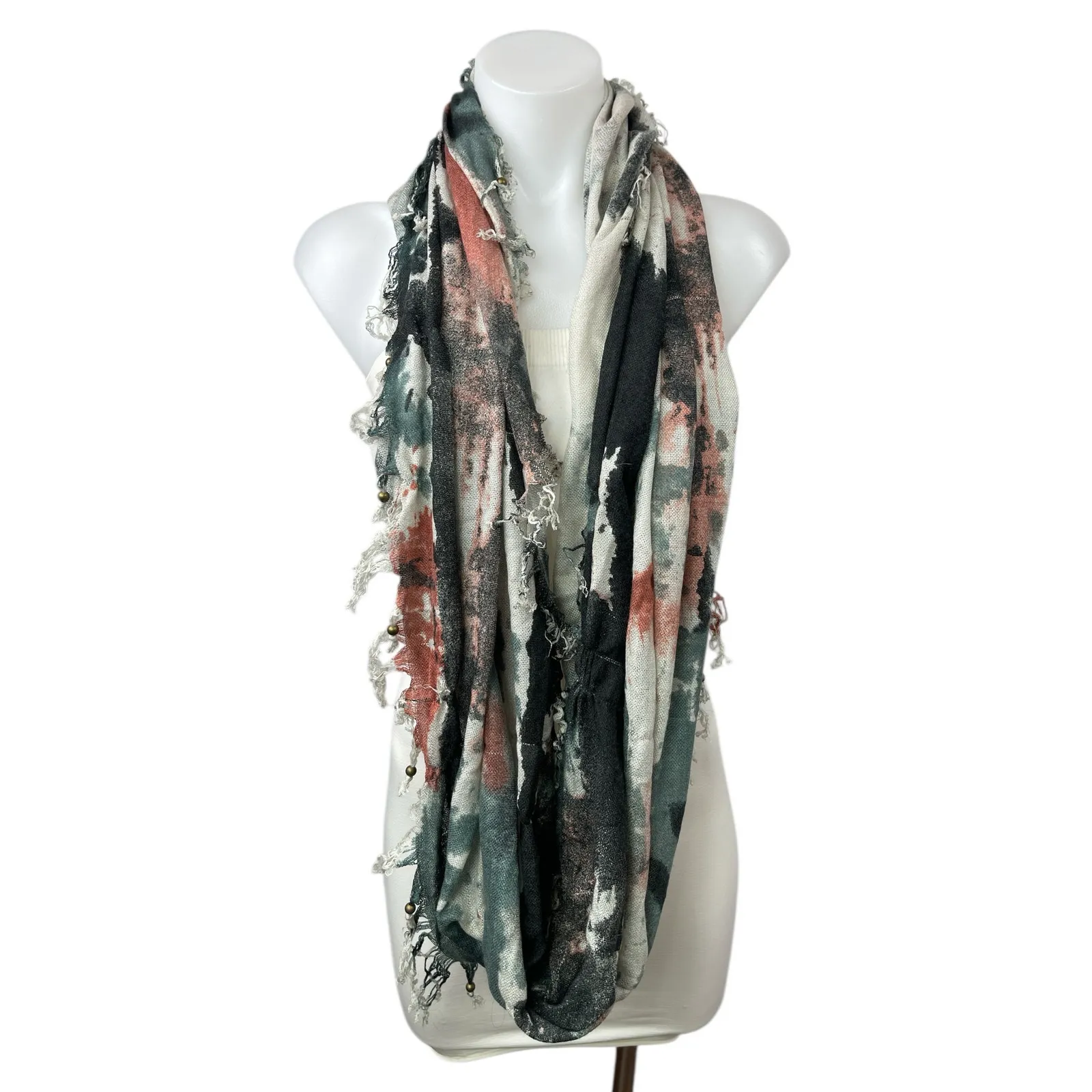 Urban Outfitters Starring at Stars Camo Fringe Spangles Infinity Neck Scarf OS - Image 2