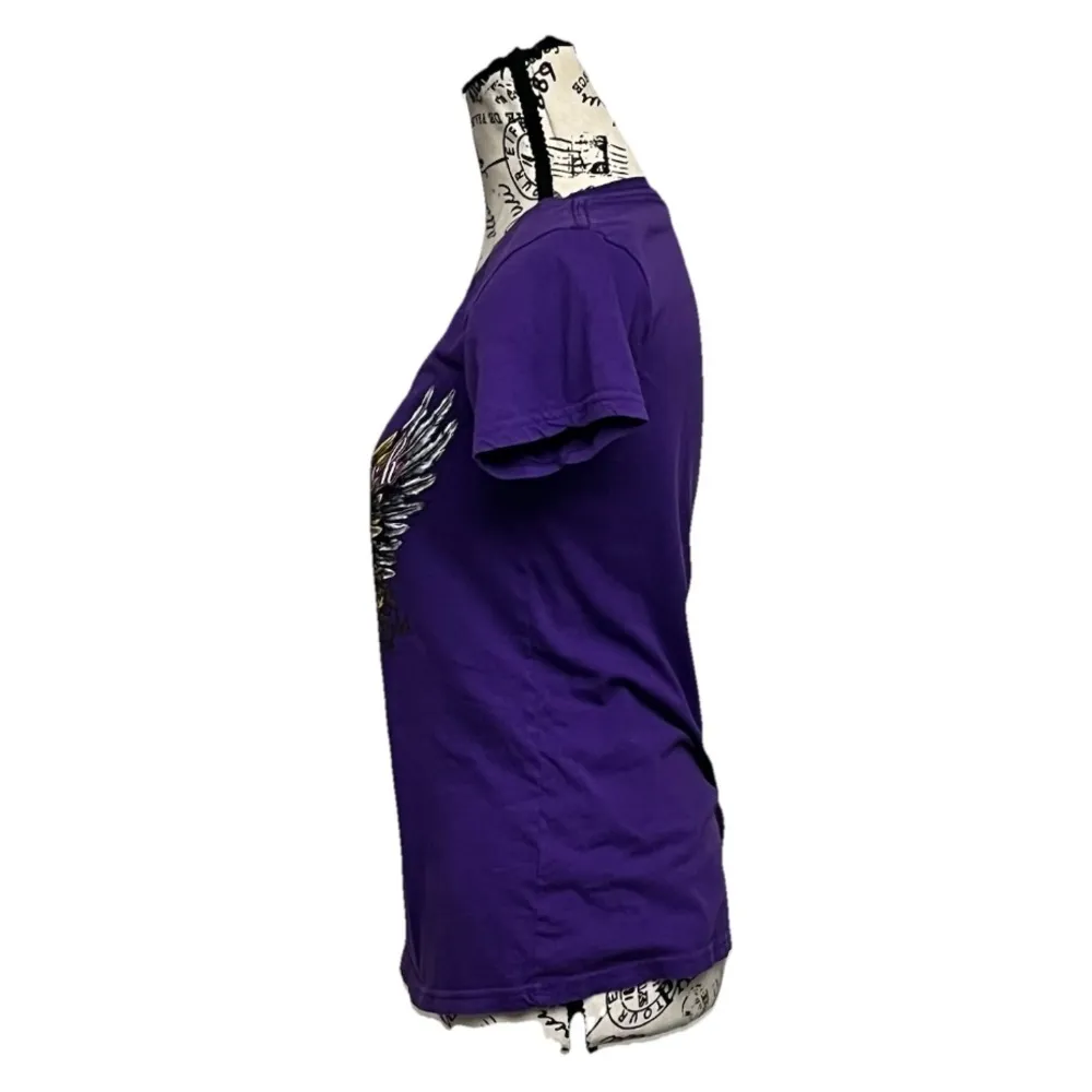 Daytona Beach Bike Week 2023 Purple Graphic Tee Women’s L – Wings Roses Biker Size L - Image 4