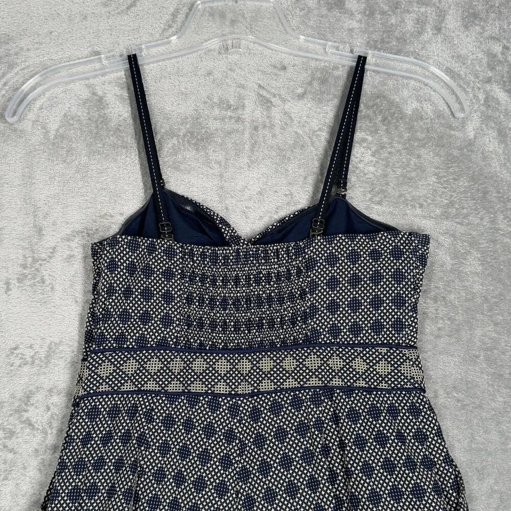 Anthro Elevenses Jumpsuit Women 2 Petite Blue White Geometric Remy Crop Wide Leg - Image 8