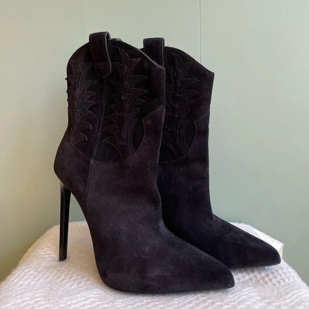 NWOB Saint Laurent / YSL Paris Western Suede Ankle Boots Sz 38 - Image 2