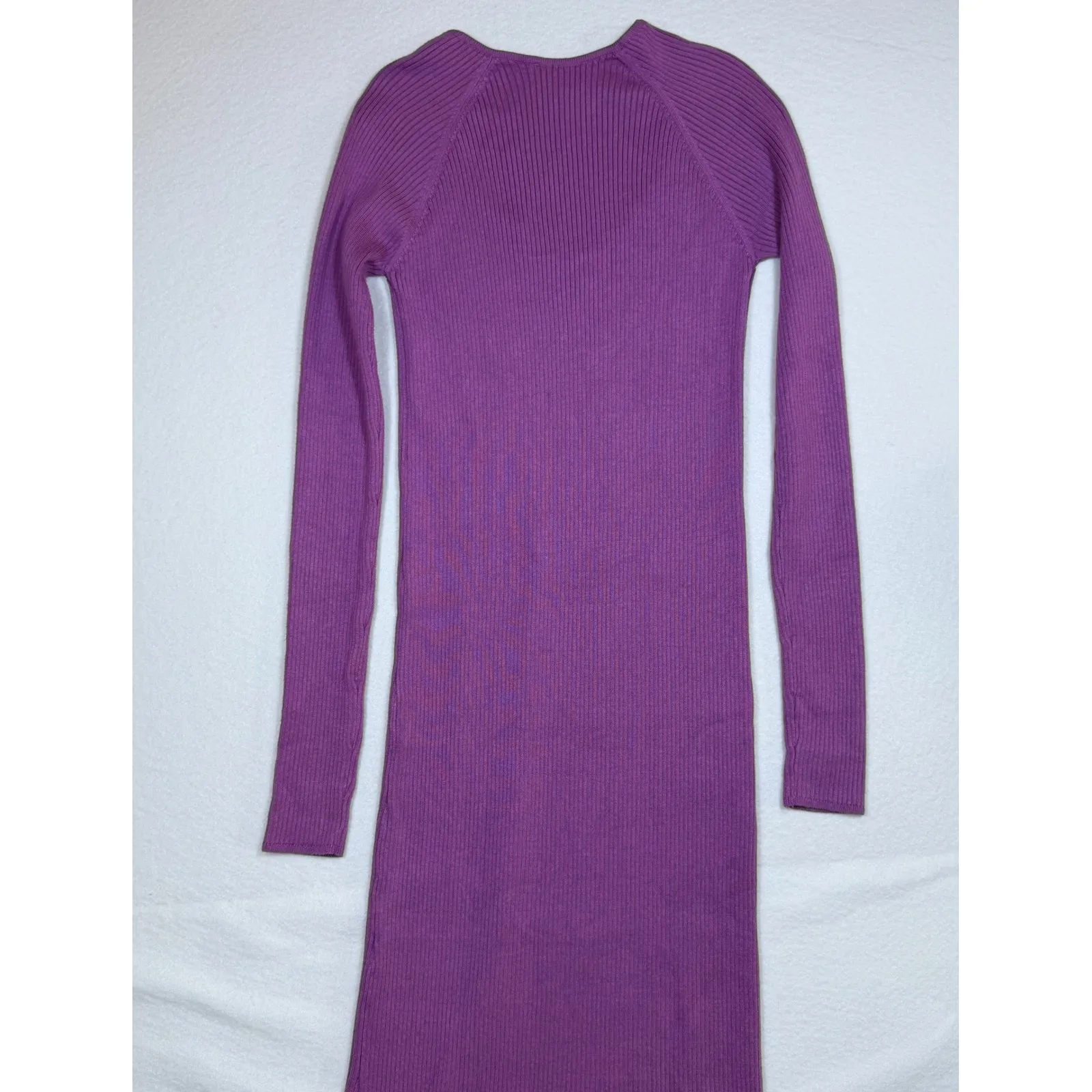 freshman 1996 Purple Ribbed Knit V Neck Long Sleeve Maxi Dress M Size M - Image 6