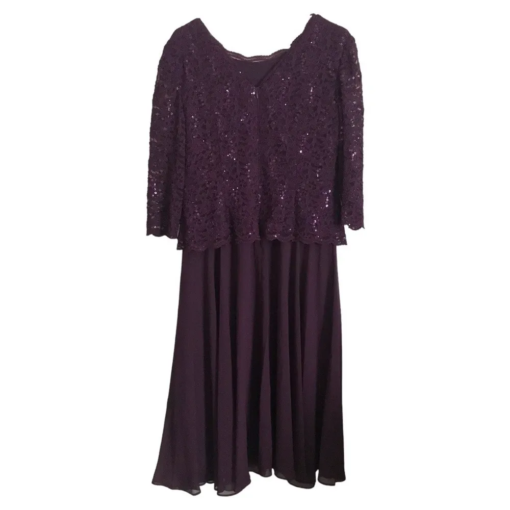 Alex Evenings Womens Size 12 Tea-Length Lace Mock Special Occasion Dress, Deep - Image 7