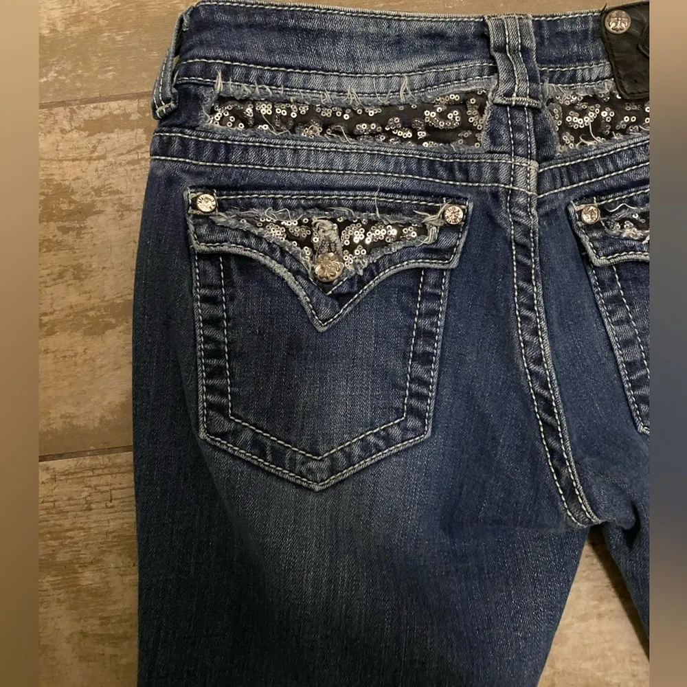 Miss Me Sequin Distressed Bootcut Jeans. - Image 10