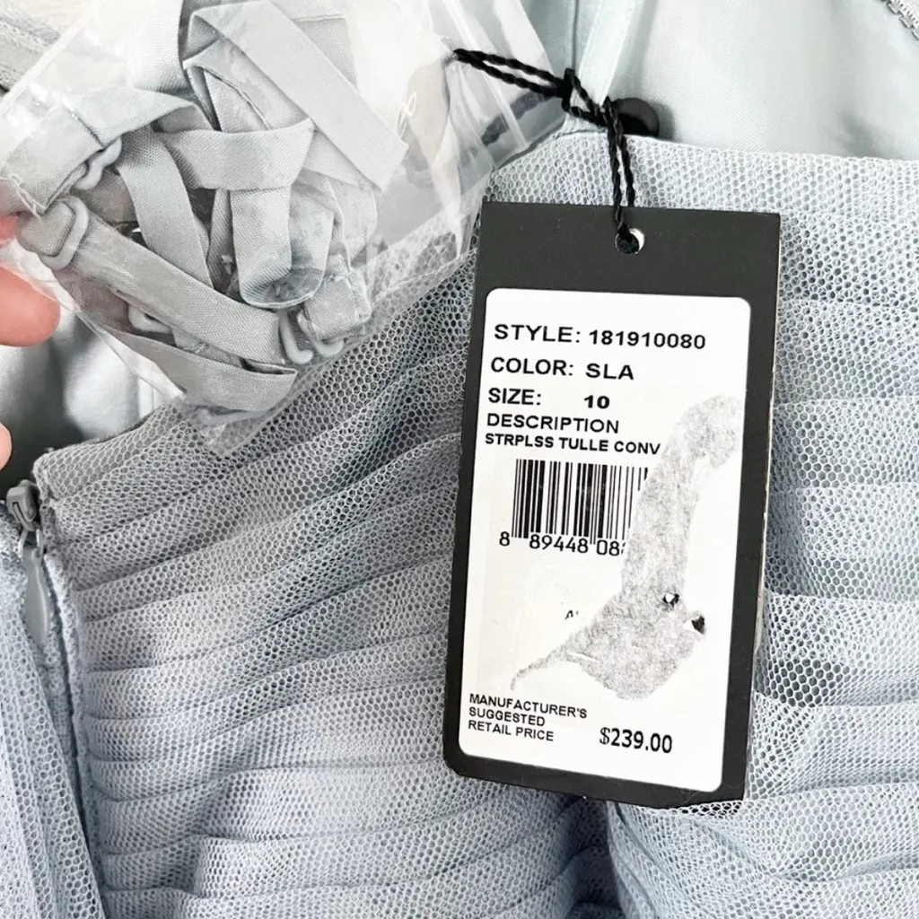 Adrianna Papell Strapless Tulle Convertible Gown in Slate Blue - Image 8