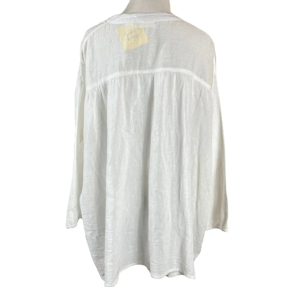 Roberta Roller Rabbit Coastal Embroidered White Peasant Top Small Up to XL - Image 3