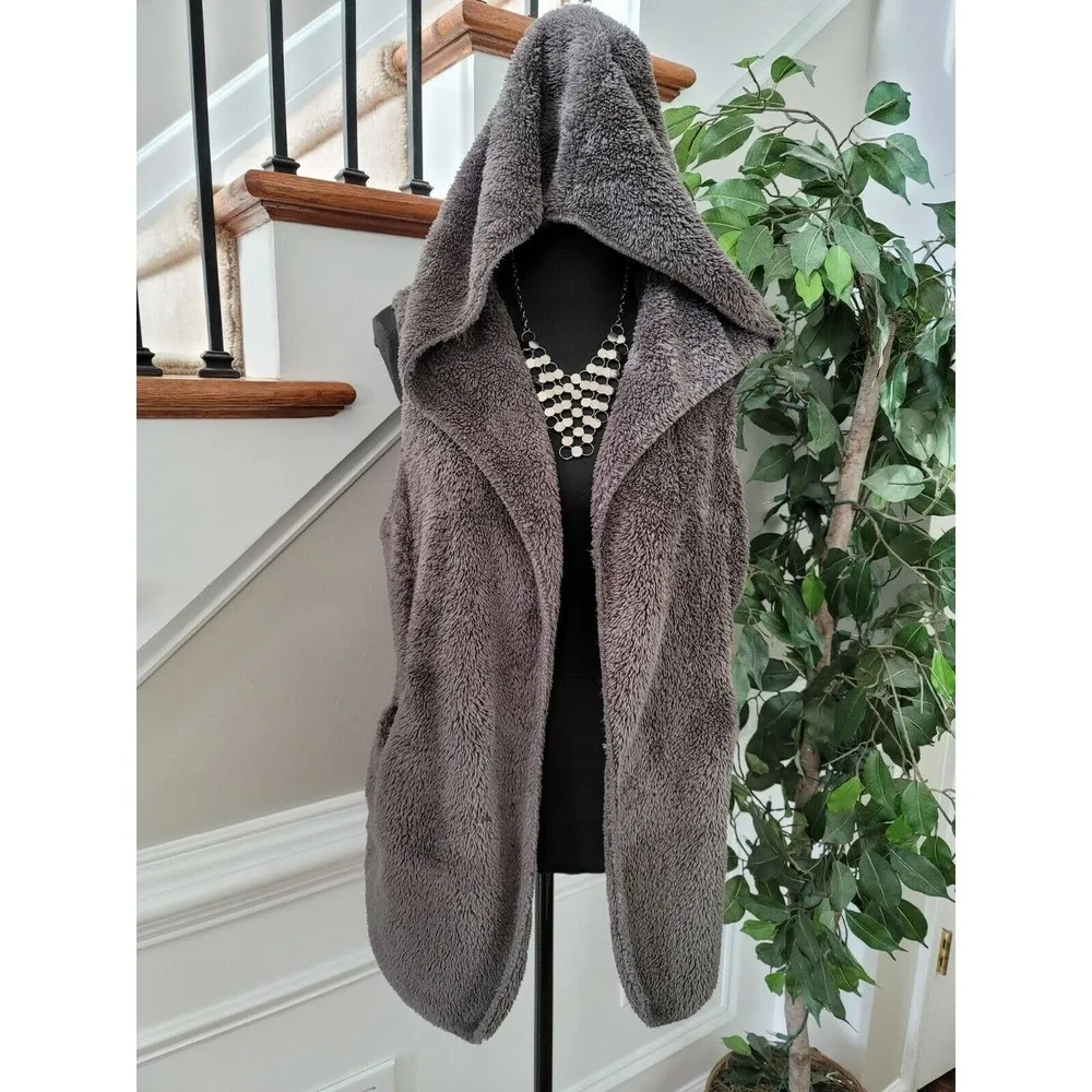 Countess Women's Brown 100% Polyester Sleeveless Faux Fur Hooded Cardigan Size S - Image 11