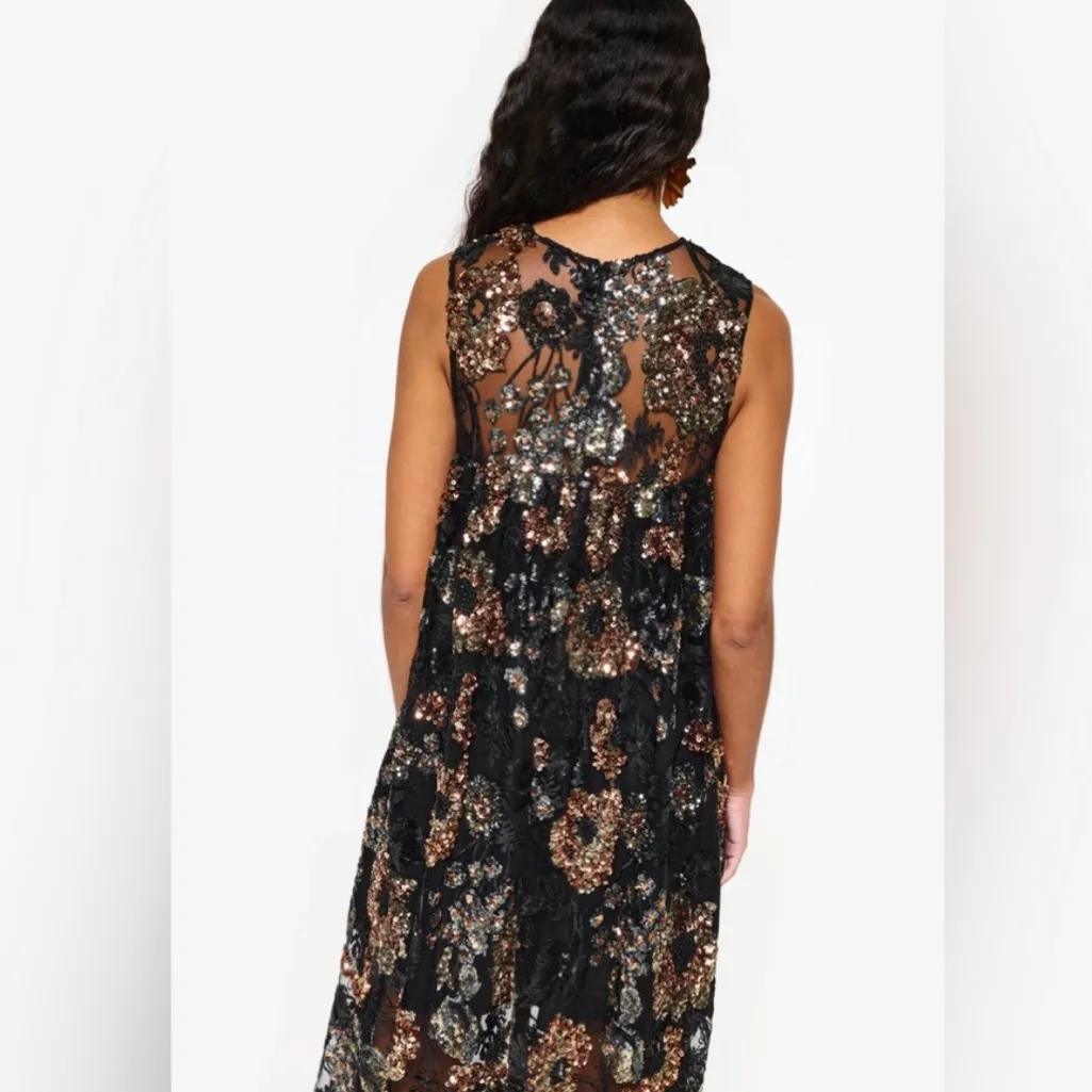 NWT Aknvas Maja sequin metallic gown dress long sz 8 black bronze - Image 3