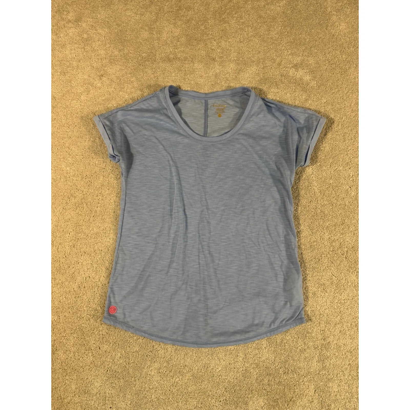 Lilly Pulitzer Luxletic Shirt Womens XXS Baby Blue Cuffed‎ Short Sleeve Active - Image 4