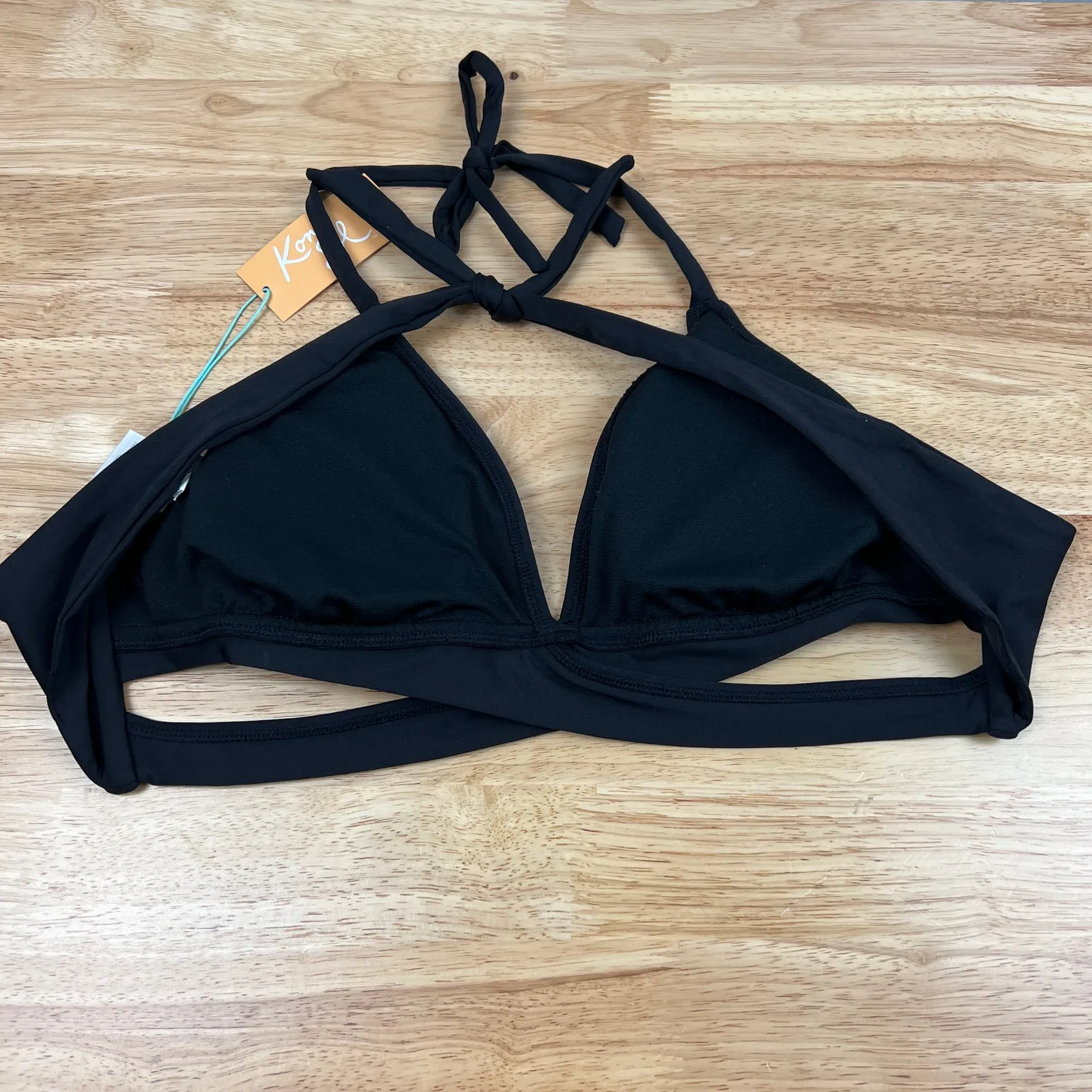 Kona Sol Women's Black Faux Wrap Halter Bikini Top - Size Small - NWT - Image 7