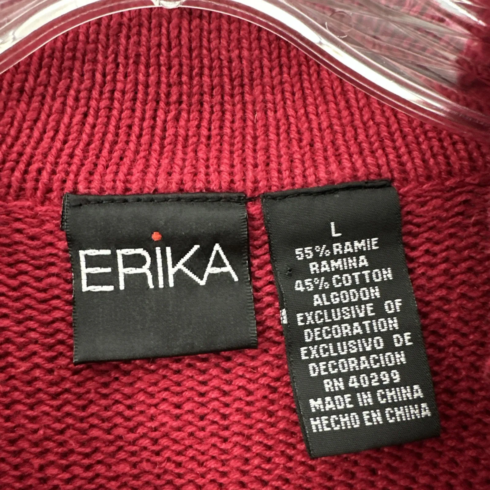 Vintage Erika Full Zip Christmas Cardigan Sweater Holiday Retro 90s Women Large - Image 5