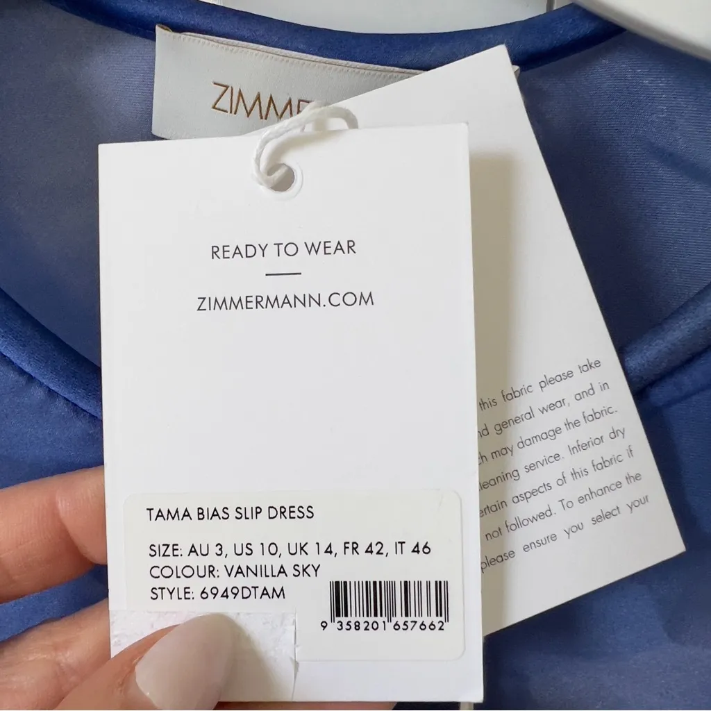 NWT Zimmermann Tama Bias Long Sleeve Slip Maxi Dress in Vanilla Sky Sz 10 - Image 15