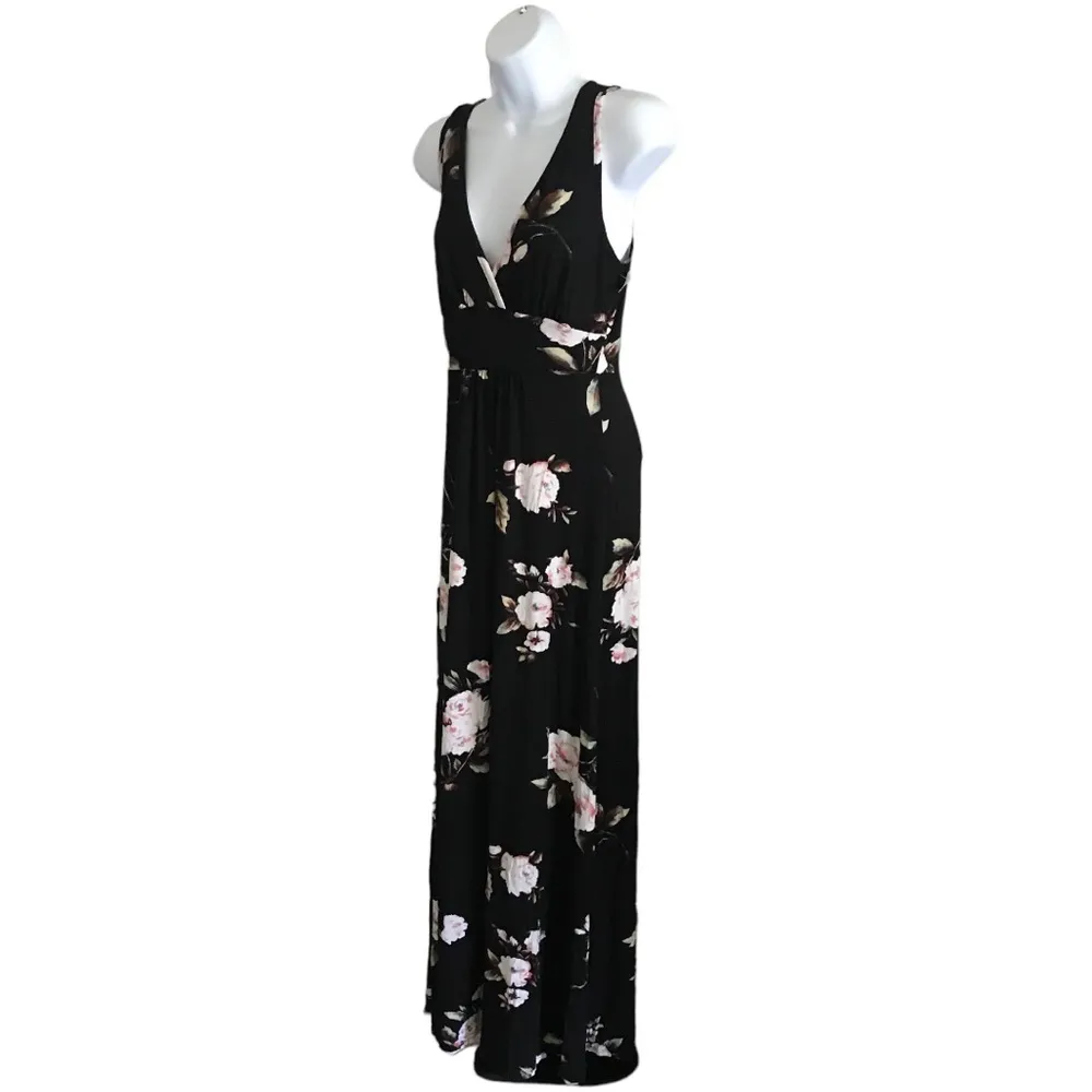 Loveappella Nordstrom Floral Print V-Neck Jersey Maxi Dress Size S New Reg $68. - Image 8