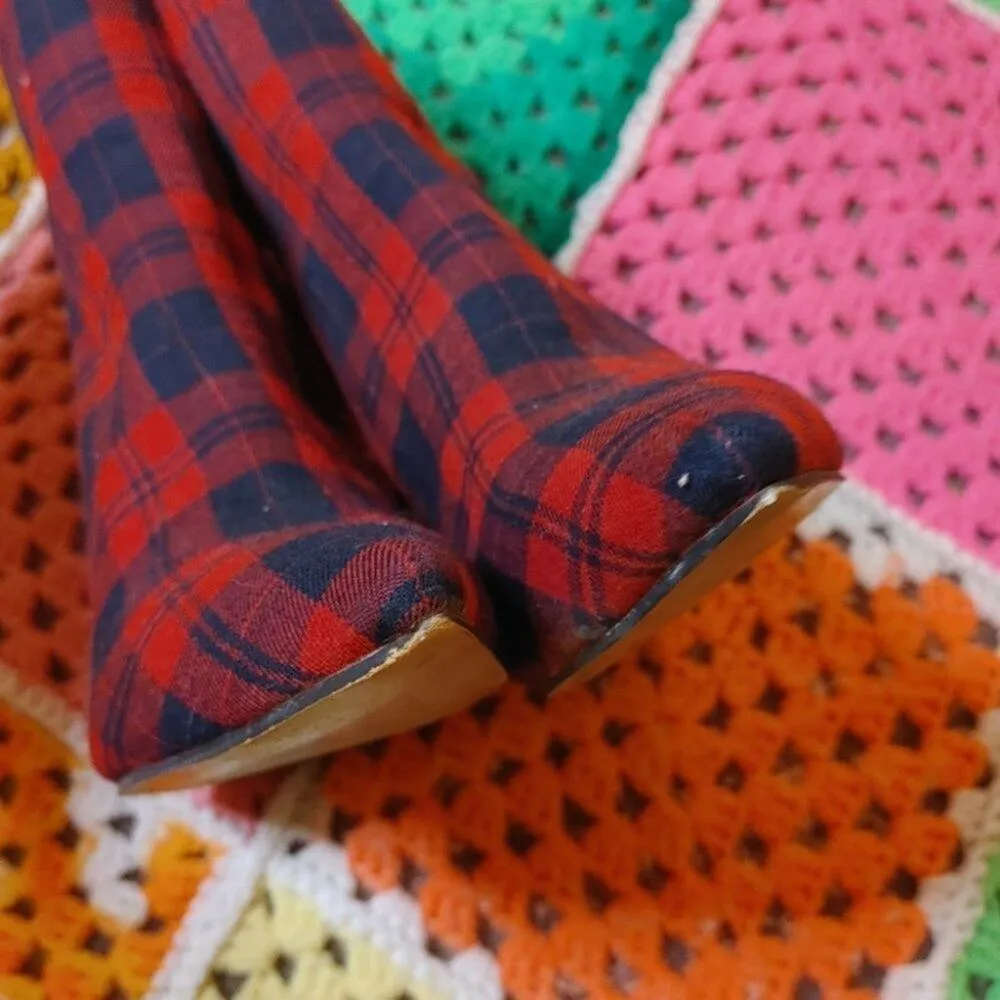 Alias Mae Ahara Bootie EU 36 Plaid Chunky Unique Statement Zipper Red Tartan Size 6 - Image 2