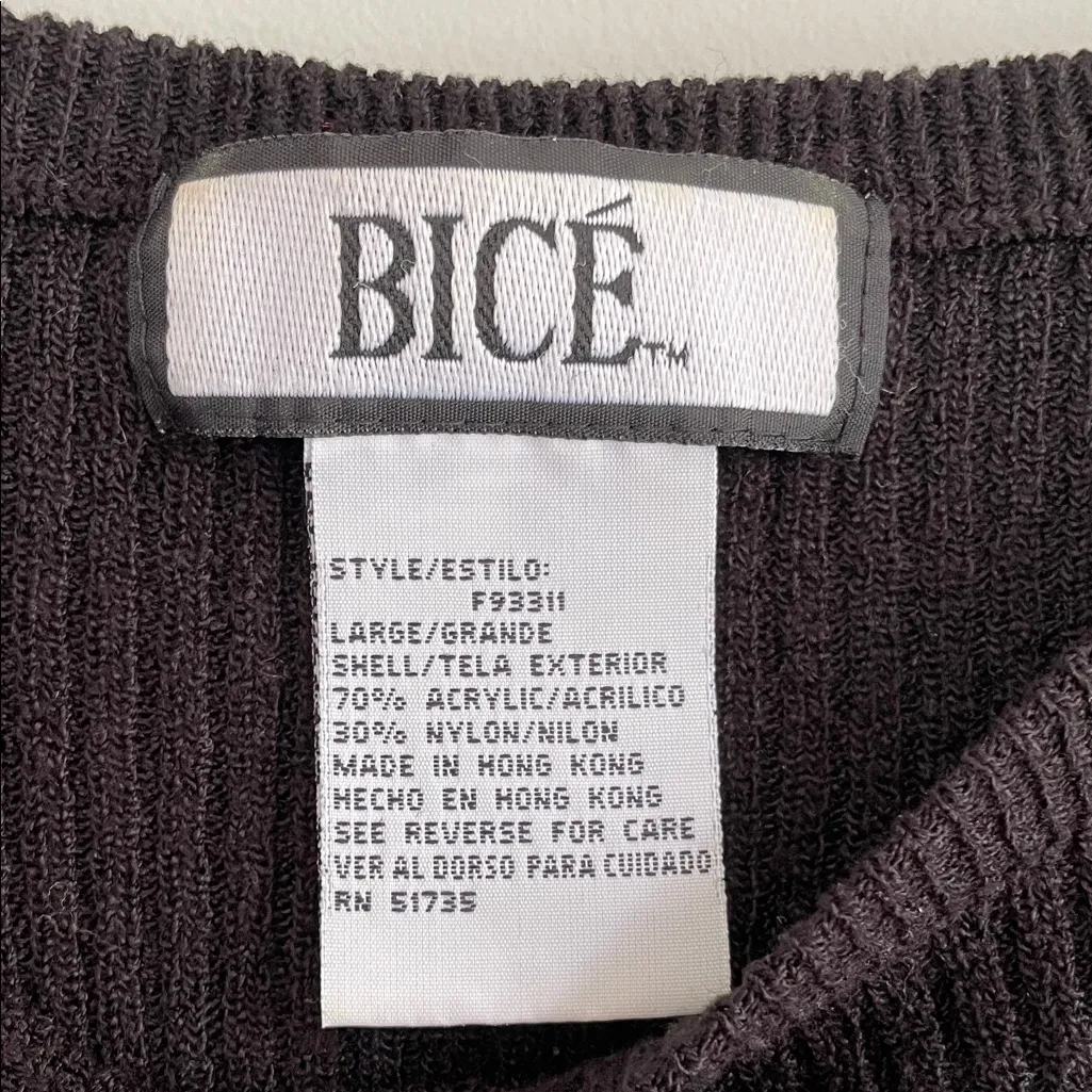 Black Ribbed Short Sleeve Sweater Size L - Image 2