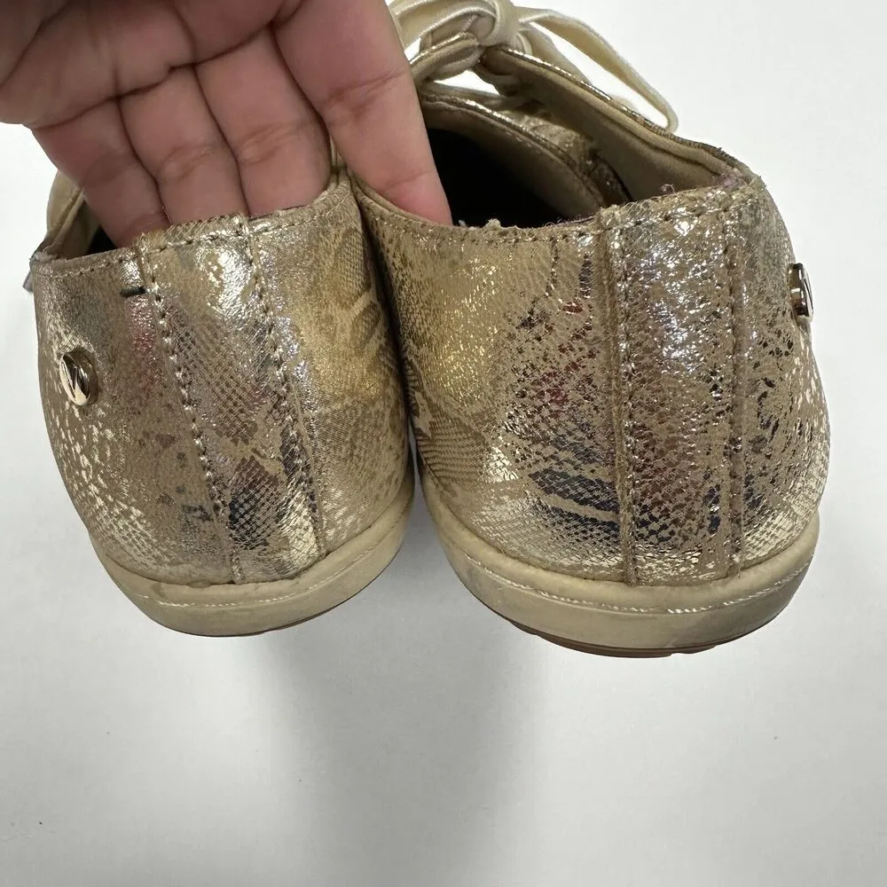 Vionic Sneakers Womens 7.5 Palermo Snake Print Gold Metallic Lace Up Comfort - Image 4