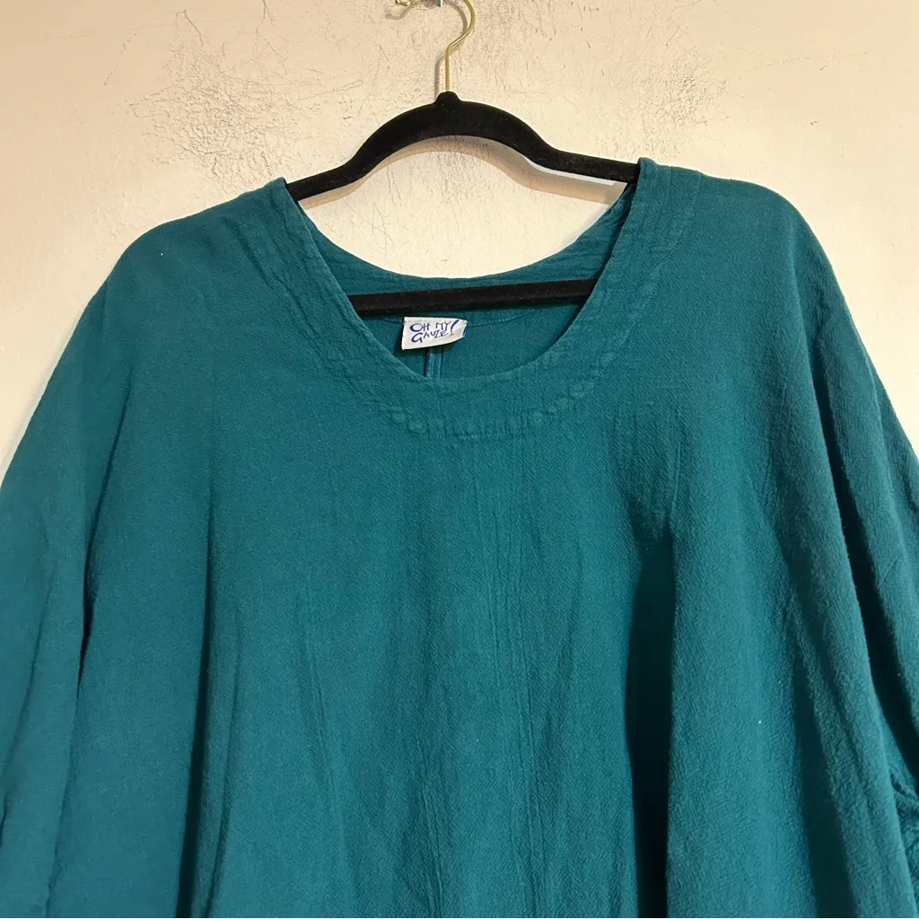Oh My Gauze! Arty Cotton Gauze Blouse in Pine Size 3 XXL Lagenlook Flowy Casual Green - Image 9