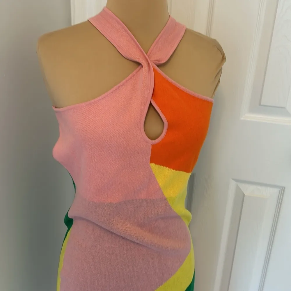 Showpo. Blossom Multicolored Knit Midi Dress Orange Size 6 - Image 6