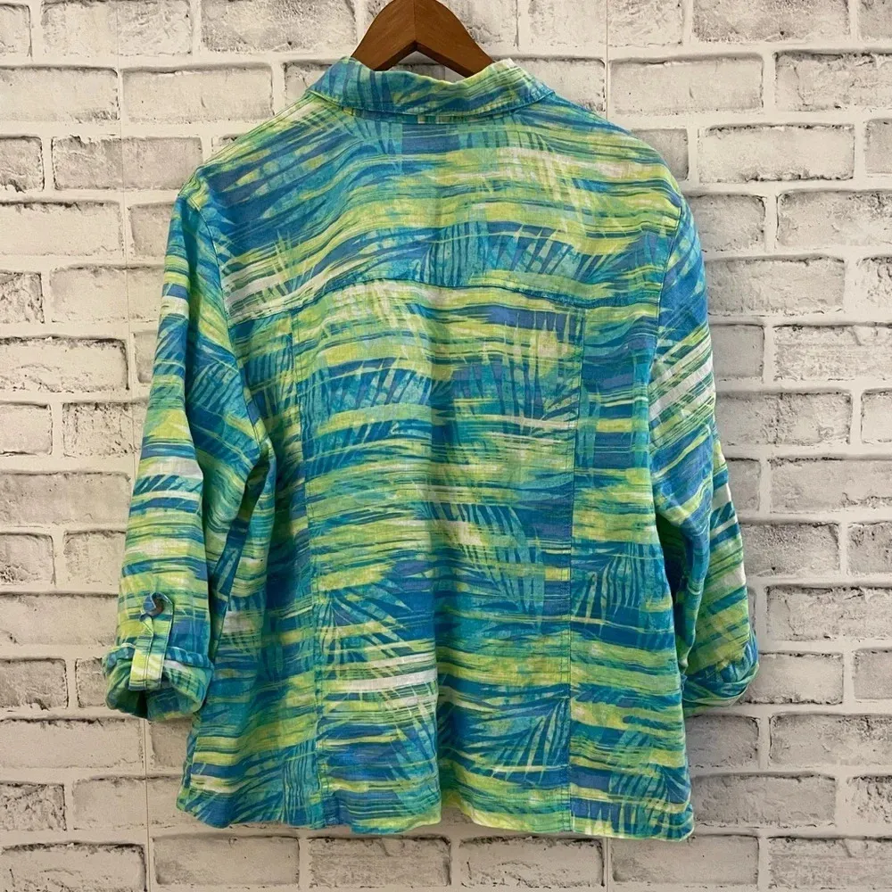 Ruby Rd Women’s  bright beach vibes 100% linen lightweight jacket blazer 1X - Image 2