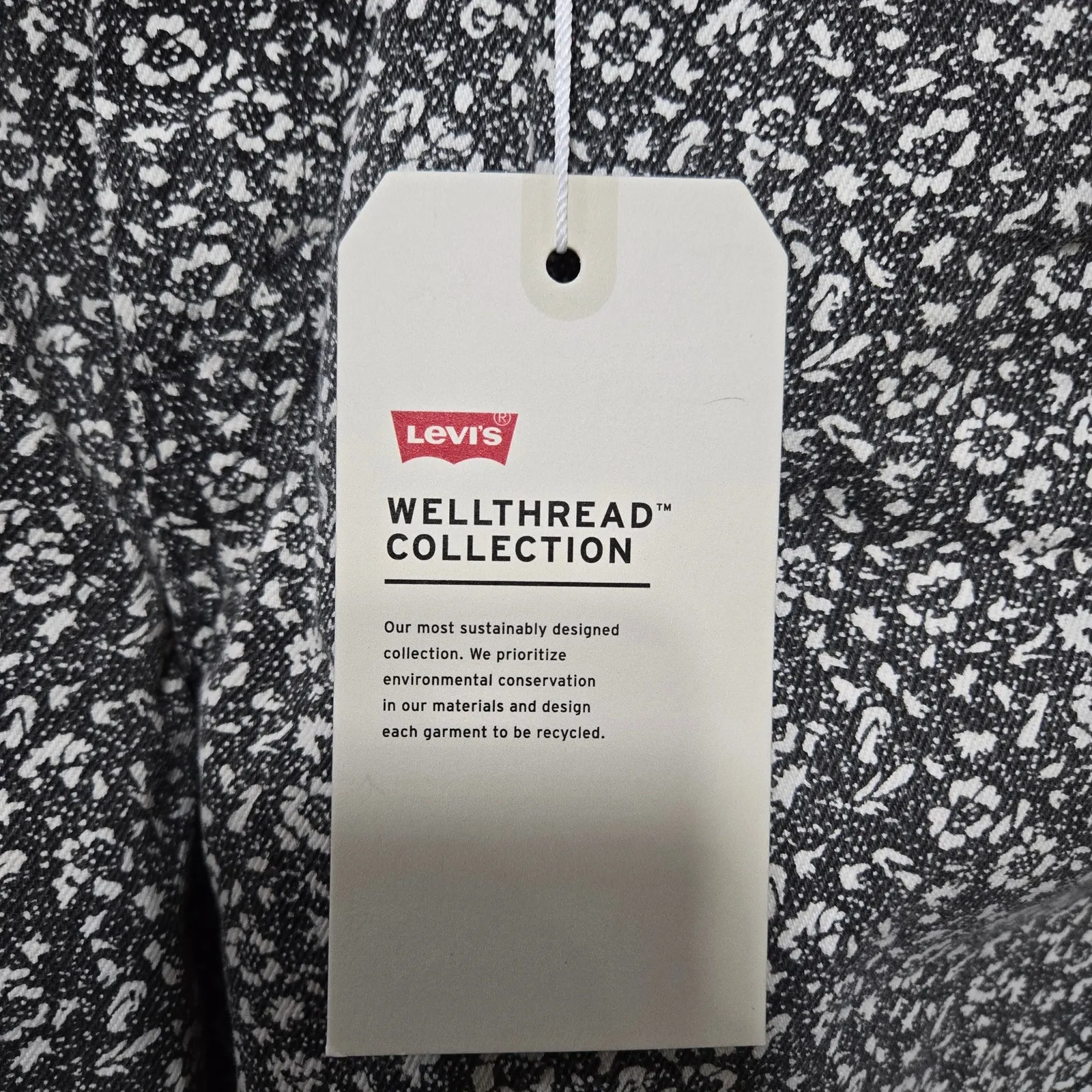 Levi's Black White Floral Baggy Dad Wellthread High Rise Straight Jeans Size 26 - Image 5