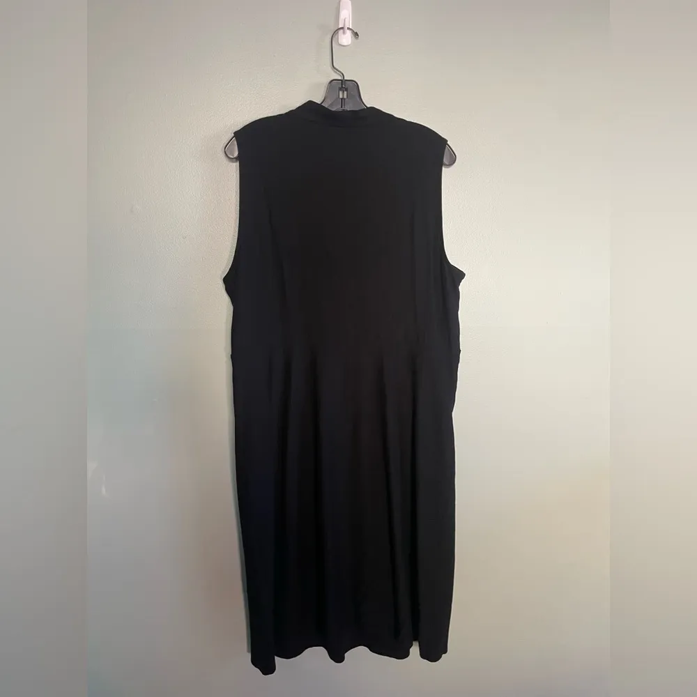 Eileen Fisher Faux Wrap Front Black Knee Length Flowy Dress Sz XL - Image 6