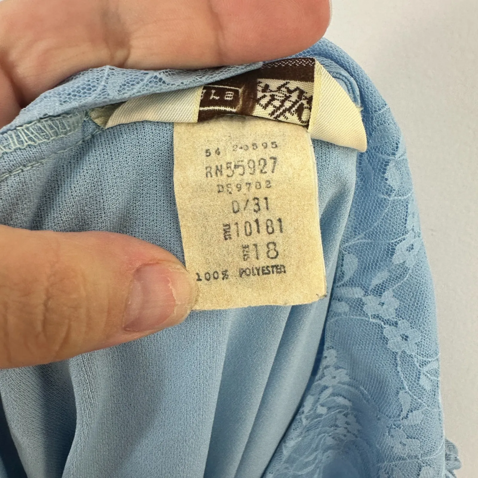 Sears Lace Dress 18 Union Made‎ USA ILGWU Modest Cottagecore Prairie Vintage Blue - Image 8