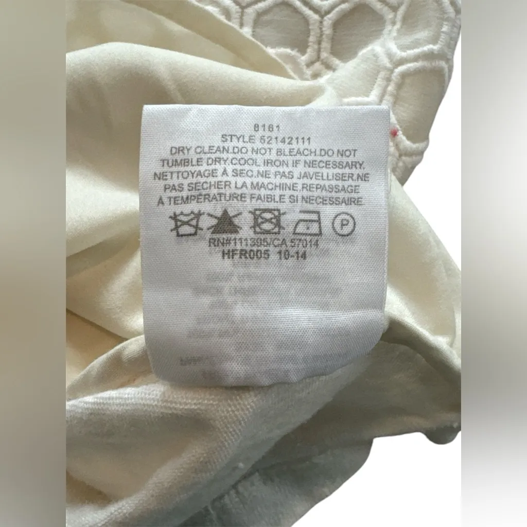 Tory Burch Tali Cream Honeycomb Lace Top 3/4‎ Length Sleeves Women’s Small - Image 7