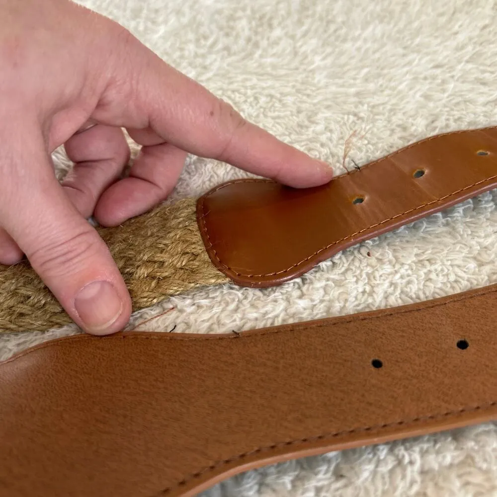 Unbranded Belt Medium Brown Cream Woven Braided Tan Jute Stretch Lot of 2 - Image 7