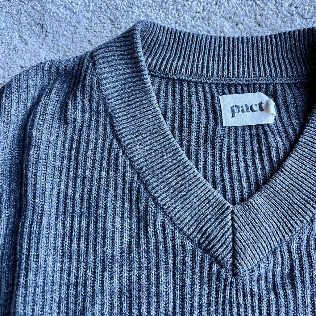 Pact Organic Cotton Gray Ribbed Sweater - Image 7