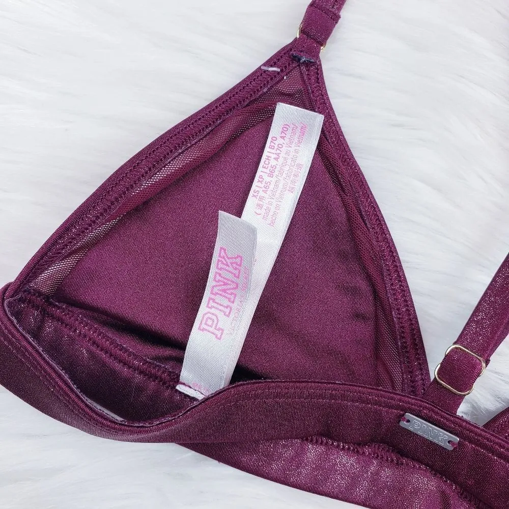 PINK Victoria's Secret Unlined Bralette  Racerback Red Glitter - Image 6