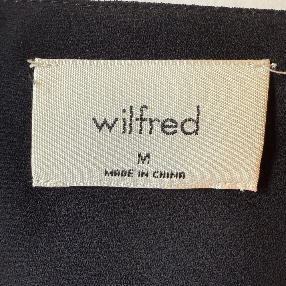 Wilfred Wistful Blouse Black Sheer Long Sleeves Smocked Surplice Size Medium EUC - Image 6