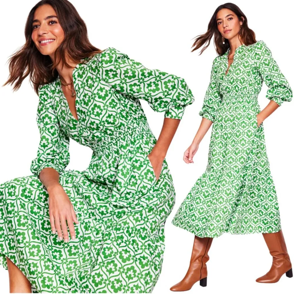 Boden Elena Cotton Tiered Midi Dress Womens 16 - Image 3