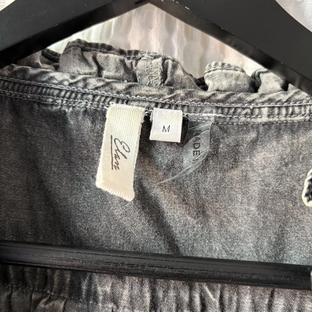 Elan gray cotton ruffle detail top, medium - Image 3