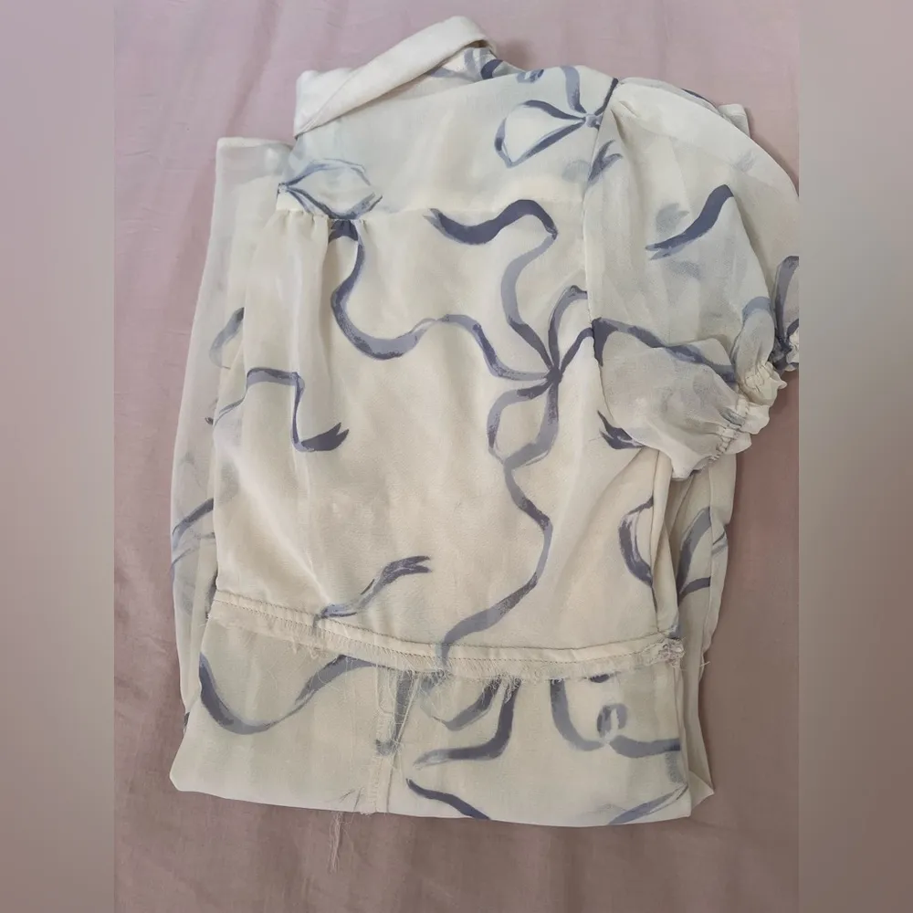 Kimchi Blue White Dress with Blue Ribbon Pattern - Image 6