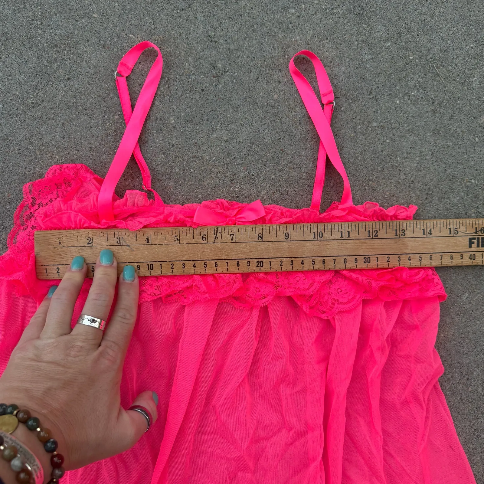 Victoria's Secret Bright Neon Pink Teddy Ruffles Babydoll Mini Dress Tank NWT S - Image 6